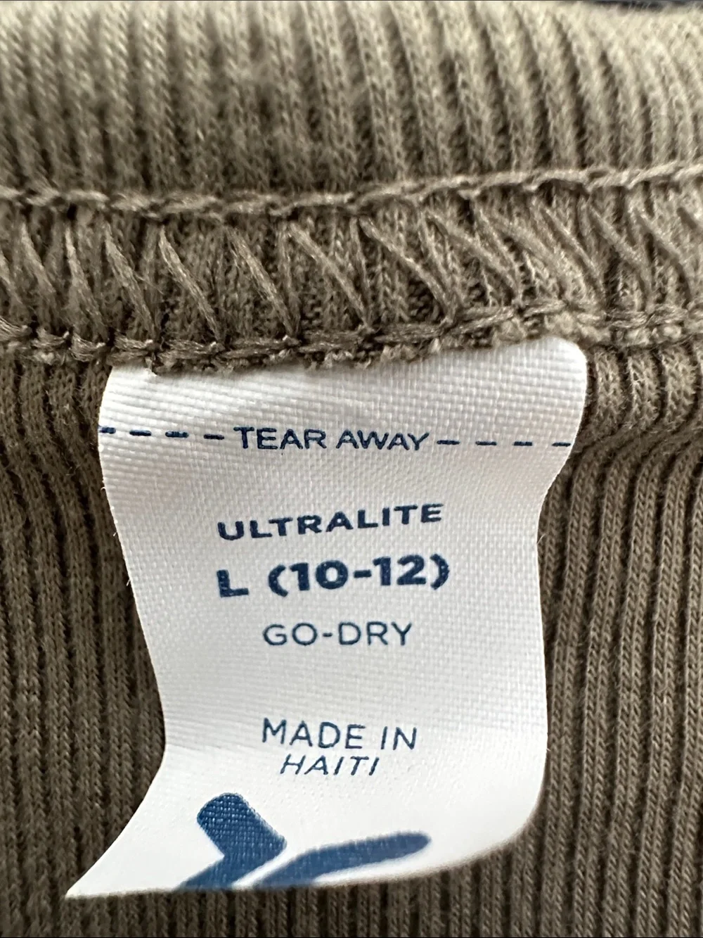 Old Navy Olive Ribbed Ultralite Long-Sleeve Crewneck Top